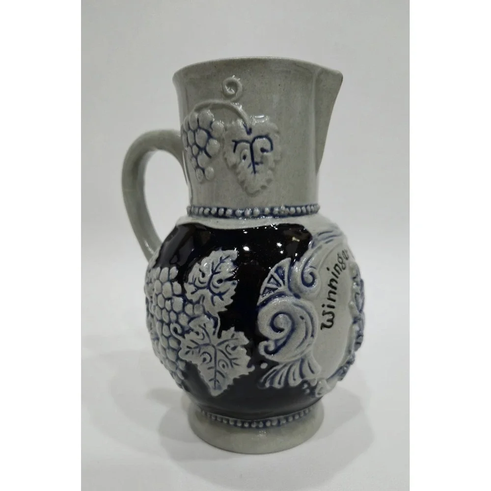 Vintage Marzi & Remy German Salt Glaze Stoneware Pitcher Winninger Weinhex Jug